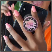 Pastel Pink Watercolor Flower Hearts Custom Name  PopSocket