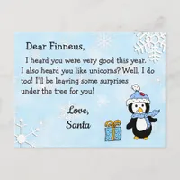 Postcards from Santa: Holiday Penguin in Santa Hat