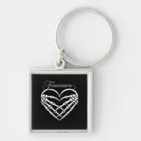 Forevermore Skeleton Hands Heart Gothic Romance Keychain
