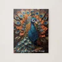 Beautiful Cute Boho peacock bird Jigsaw Puzzle