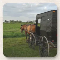 Amish Horse and Buggy at Sunset Coaster