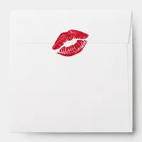 Happy Valentine's Day Kiss Lipstick Print Square Envelope