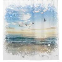 *~* Beach Waves Sunset Sunrise Sunset  AR7 Shower Curtain