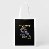 F-Caw-F Gaming Raven With Headphones - Edgy Stream Grocery Bag