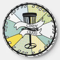 Retro Couple's Disc Golf Personalized Wireless Charger