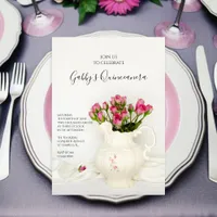 Vintage Pitcher and Pink Roses Quinceanera Party Invitation
