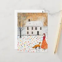 The Woman and Red Fox Postcard