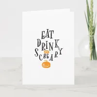 Eat Drink And Be Scary Happy Halloween Vintage Coo Card