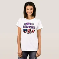 State of Delaware USA Photo & Flag Text T-Shirt