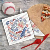 Baseball Typography Red White Blue Stripes ID770 Napkins