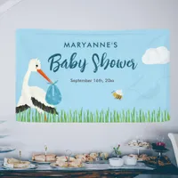 Blue Stork Baby Shower Banner