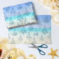 Coastal Christmas Beach Holiday Sayings Tissue Paper