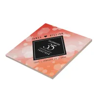 Elegant 35th Coral Wedding Anniversary Celebration Ceramic Tile