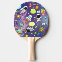 Cute Boy's Space Astronauts Planets Ping Pong Paddle