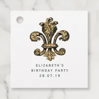 Vintage Black and Gold Fleur de Lis Damask Favor Tags