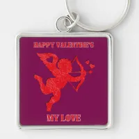 Minimalist Happy Valentine's My Love on wine | Keychain