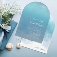 Watercolor Reflections Dusty Blue Arch ID774 Invitation