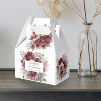 Burgundy Rustic Red Floral Watercolor Fall Wedding Favor Boxes