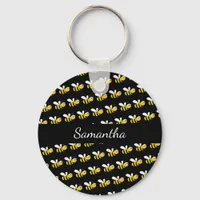 Blac bees monogram name keychain