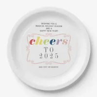 2025 Cheers Modern Retro Holiday Happy New Year Paper Plates