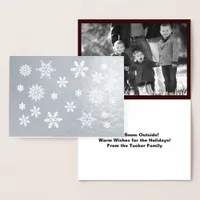 Snowflakes Let It Snow Add Photo and Family Name Foil Card