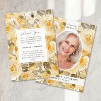 Pretty Yellow Floral Photo Sympathy Funeral Thank You Card