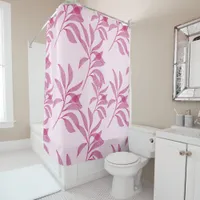 Abstract Pink Leaf Pattern Shower Curtain