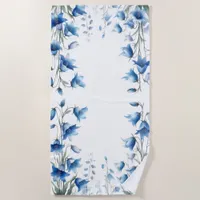 Coastal Blue and white floral bluebells  Beach Towel