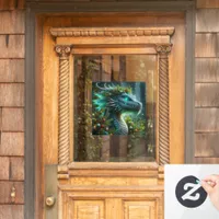 Magical Turquoise Christmas Dragon Window Cling