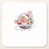 Tis The Season To Be Dolly Vintage Square Paper Coaster