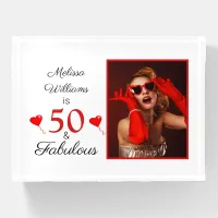 50 and Fabulous Name Photo Red 50th Birthday Paperweight