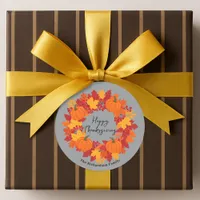Autumn Leaves Pumpkin Berry Wreath Family Name Classic Round Sticker