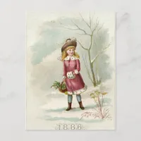 Vintage Winter Girl Postcard