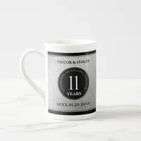 Elegant 11th Steel Wedding Anniversary Celebration Bone China Mug