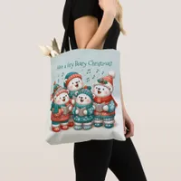 Cute Polar Bears Sing Have a Very Beary Christmas! Tote Bag