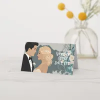 Timeless Romance: Watercolour Bride and Groom Art Place Card