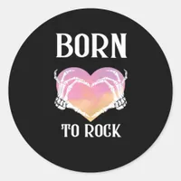 Skeleton Hands Heart Graphic Minimal Style Classic Round Sticker