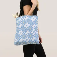 Blue Floral Pattern - All over print Tote Bag