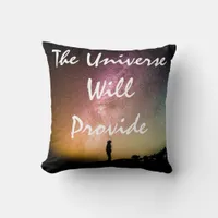 Universe Will Provide Starry Night Sky and Person Throw Pillow