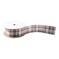 Tartan Pattern Pink and Grey ID210 Satin Ribbon