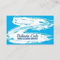 Bold Modern Blue And White Cleaning Splatter Business Card