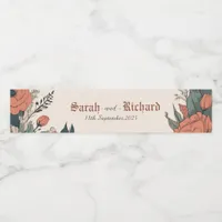 Elegant Vintage Floral Wedding Water Bottle Labels