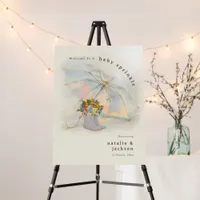 Cute Umbrella Floral Boots Baby Sprinkle Welcome Foam Board