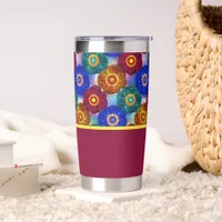 Stained Glass Abstract Red Green Blue Orange Insulated Tumbler