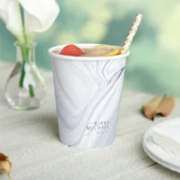 Liquid Marble Wedding Dusty Blue ID888 Paper Cups