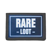 Teen Boy Gamer Rare Loot Blue Neon Glow Trifold Wallet