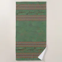 Southwest Roadrunner Sagebrush Green Beach Towel