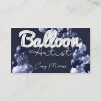 Chic Modern Balloon Artist Navy Blue Silver Business Card