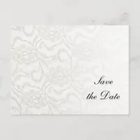 White Lace Wedding Save the Date Announcement Postcard
