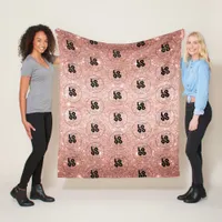 Custom Company Logo Pattern on Rose Gold Glitter Fleece Blanket